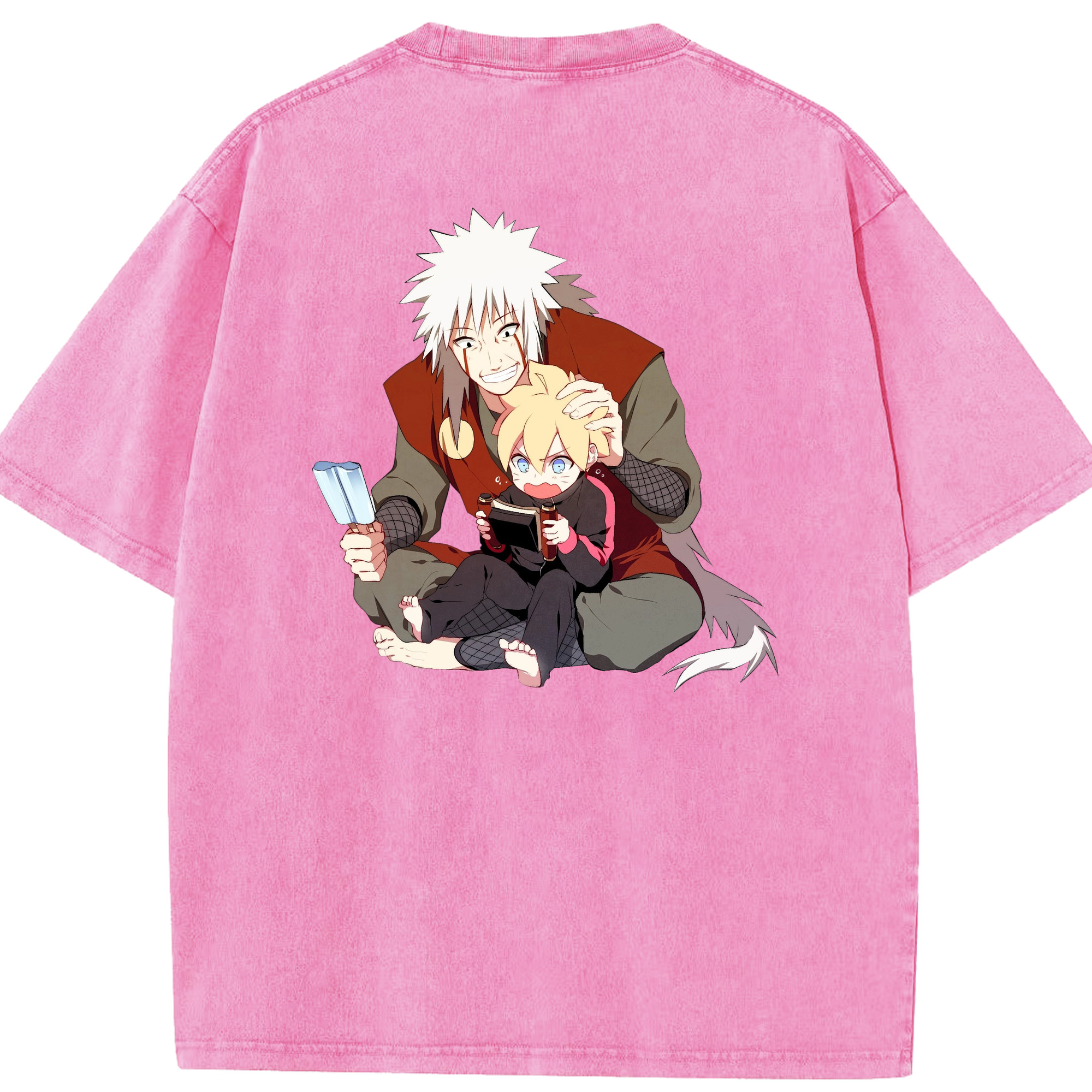 （画像用） NARUTO -ナルト- 自来也（じらいや） Jiraiya 綿100% ヴィンテージ風 半袖Tシャツ（背面プリント）